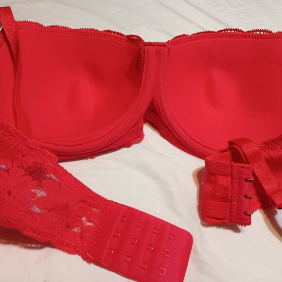 NWT No Boundaries Red Lace Balconette Bra – 36C – Sugarcup™ Plant-Based Padding - Picture 3 of 6